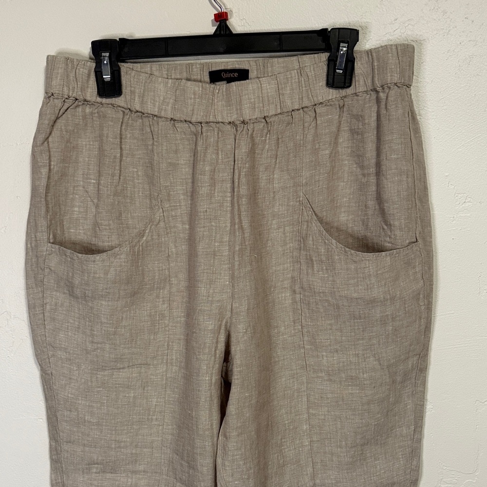Quince Beige Linen-Blend Capris - Picture 3 of 10